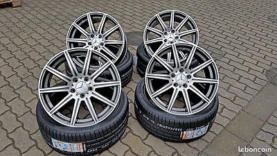 Pack complet 18' 5x112 type sport Mercedes Anthracite polish avec pneus 225/40 et 245/35 8x18"