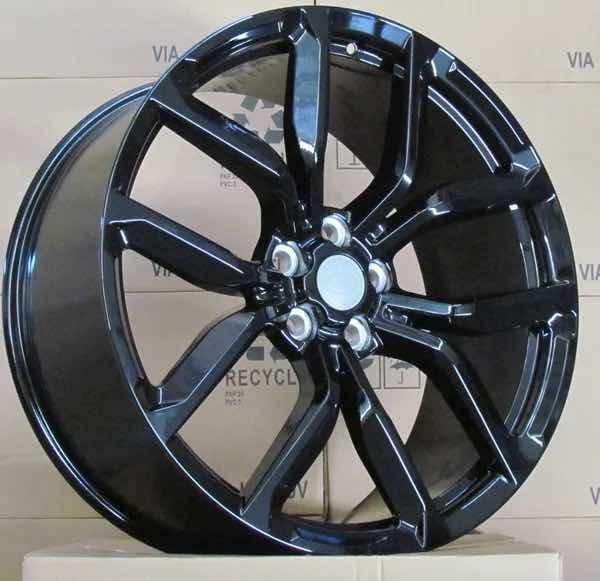 pack 4 jantes neuves 22' 5x120 range rover look Black polish S + 4 pneus neufs 275/40 r22 9.5x22"