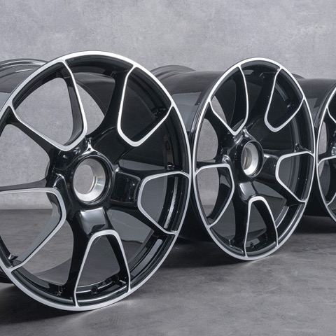 4 jantes 992turboS ecrou central 9,5Jx20 ET44 12Jx21 ET70 black polish  VIREMENT 9.5x20"